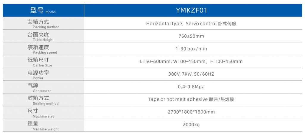 卧式自动开装封一体机参数